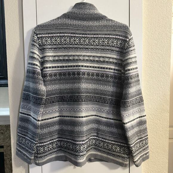 Bogner Fire + Ice Womens Full Zip Fair Isle Wool Cardigan Sweater Gray Sz Large - Picture 2 of 9